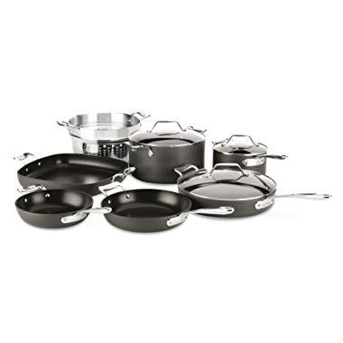All-Clad H911SA64 Essentials Nonstick Cookware set, 10 Piece, Grey