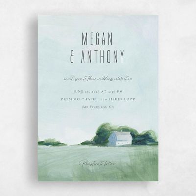 Seafoam, Blue Wedding Invitation - Whitaker Portrait