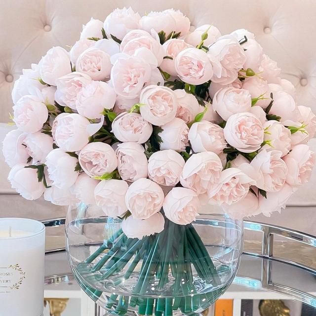 Pink Peony Arrangement in a Vase with 189 Small Peonies Artificial Faux Centerpiece Silk Flowers Arrangement Home Decor Modern Arrangement