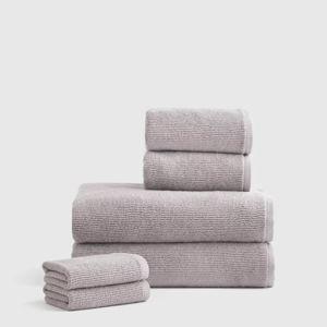 Turkish Ribbed Quick Dry Bath Towel Bundle in Grey