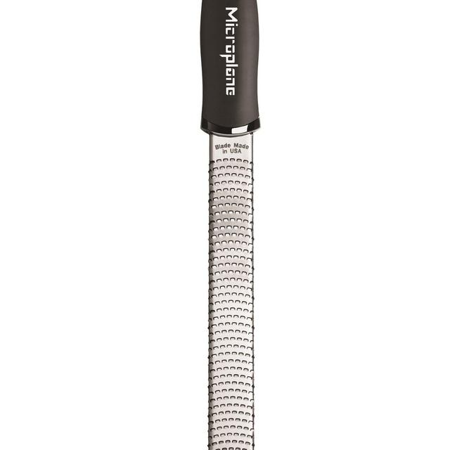 Microplane 46020 Premium Zester Grater-Made in USA Stainless Steel Blade-for zesting Citrus and Grating Cheese-Soft Touch Handle-Black, 12&quot;