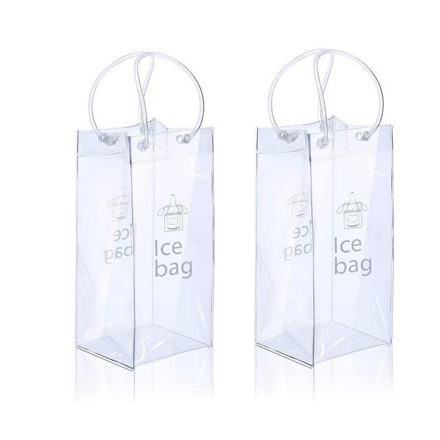 Ice Wine Bag Portable Collapsible Clear Wine Pouch Cooler with Handle for Party,Outdoor,Champagne,Cold Beer,White Wine,Chilled Beverages,Iced Drinks 3 Pack (2)
