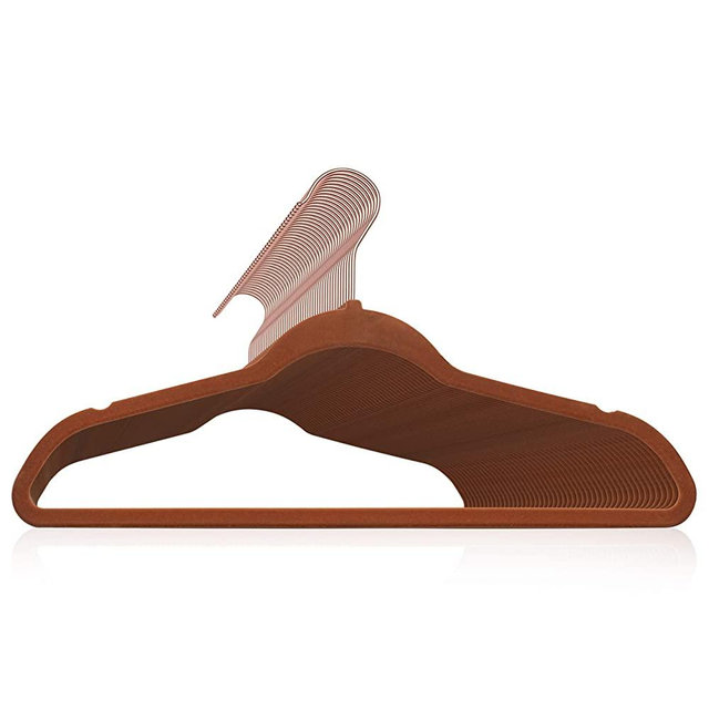 New Premium Quality Velvet Hanger (Set of 50) - Ultra -Thin No Slip Velvet Suit Hangers - Swivel Rose Gold Hooks, Stronger Than Standard Velvet Hangers - Space Saving Valvet Hanger (Bronze)
