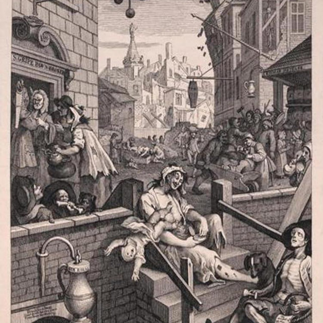 ART.COM Wall Art Print Gin Lane by William Hogarth, 24" x 32"