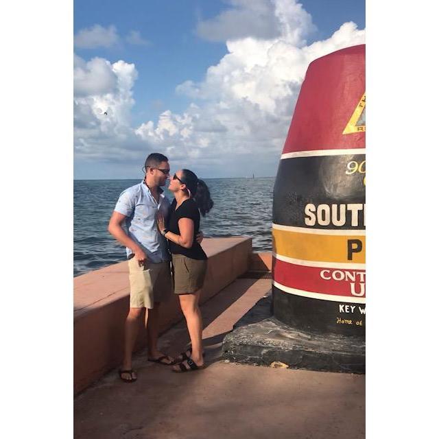 We got engaged at the Southern Most Point in Key West.