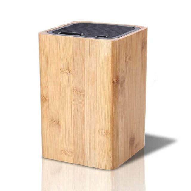 Deluxe Universal Knife Block with Slots for Scissors and Sharpening Rod - Eco-Friendly Bamboo Knife Holder For Safe, Space Saver Knives Storage - Unique Slot Design to Protect Blades - by KITCHENDAO
