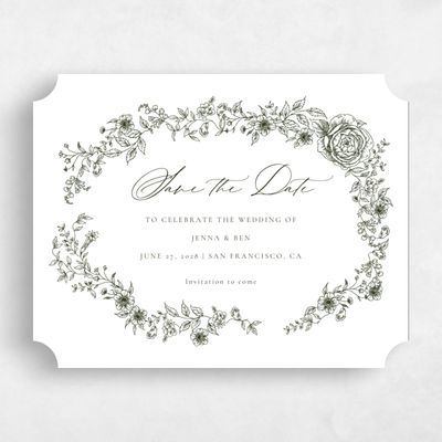 White Ticket Wedding Save the Date - Taylan Landscape