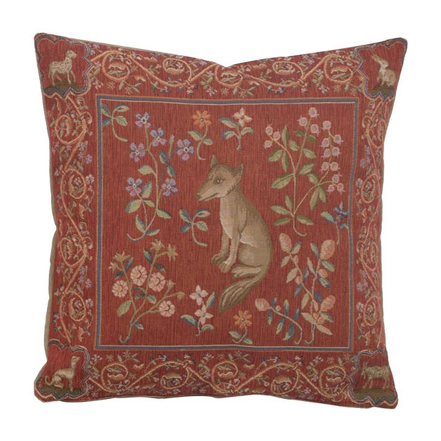 Charlotte Home Furnishings Couch Pillow Covers 19x19 in Tapestry Throw Pillow Cover for Bed Living Room Medieval Fox Large Decorative French Country Sofa Pillow Covers Soft Cotton Jacquard Woven