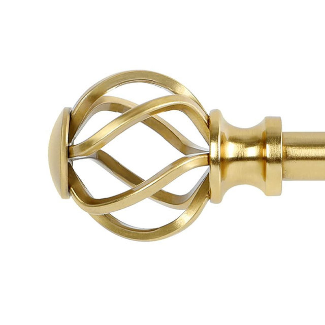 Curtain Rods for Windows 48 to 84 Inch(4-7 Feet),3/4" Diameter Gold Drapery Rods with Twisted Cage Finials,Size:36-88 Inch