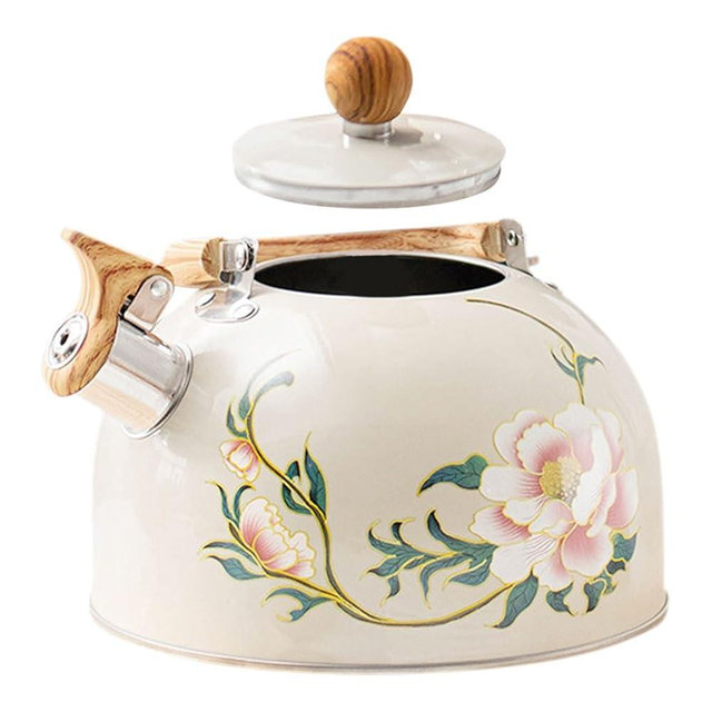 Ciieeo Kettle with Flower Pattern Portable Kitchen Water Kettle for Stovetop Quick Heating Sounding Easy to Clean and Compact Design