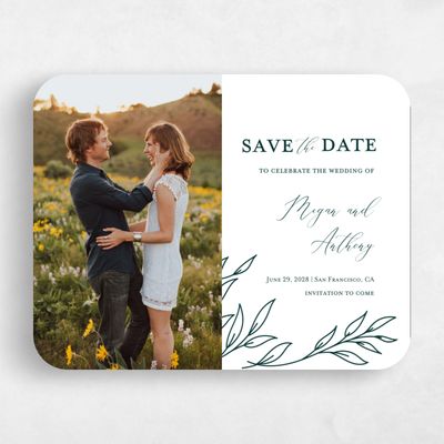 Green Rounded Wedding Save the Date - Delana Photo