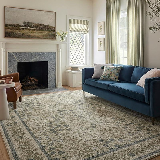 Loloi Rifle Paper Co. Laurel Collection LAU-03 Ivory/Multi 6'-6" x 9'-2" Area Rug