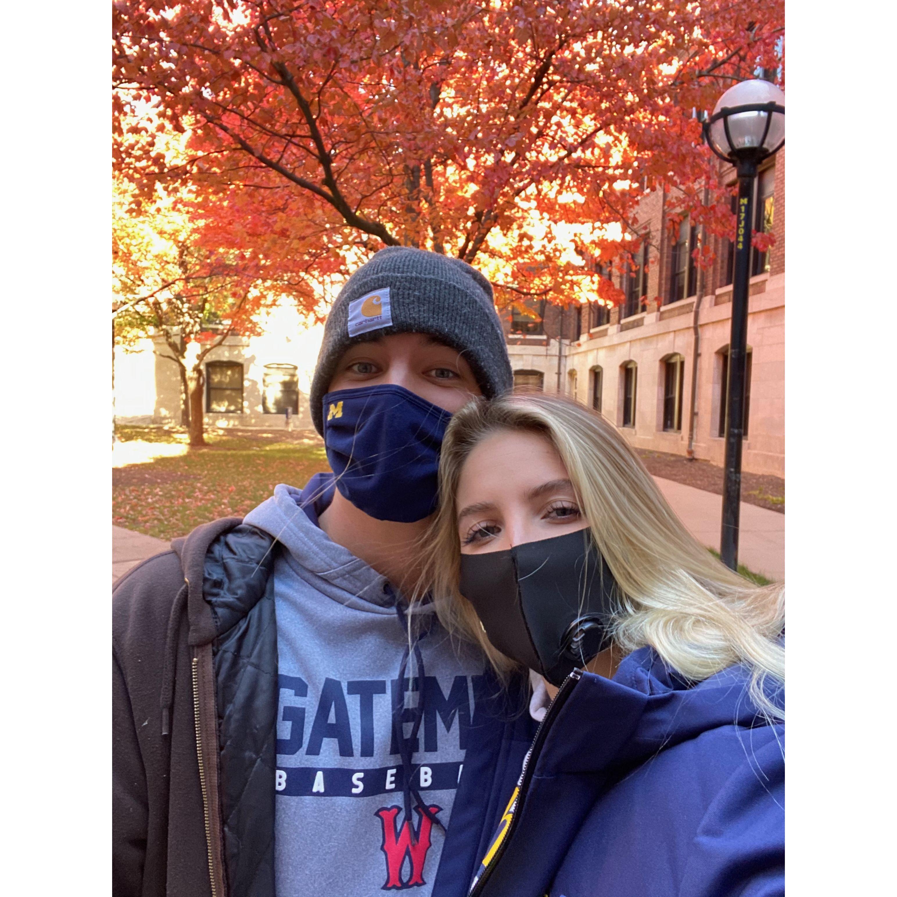 11/3/2020: B showing me around the University of Michigan campus
