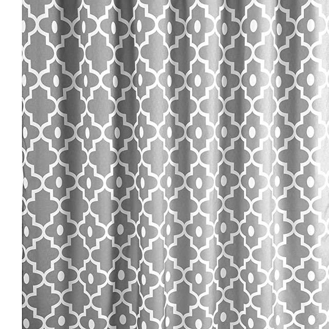 Biscaynebay Textured Fabric Shower Curtains, Morocco Pearl Prinetd Bathroom Curtains, Silver Grey 72 by 72 Inches