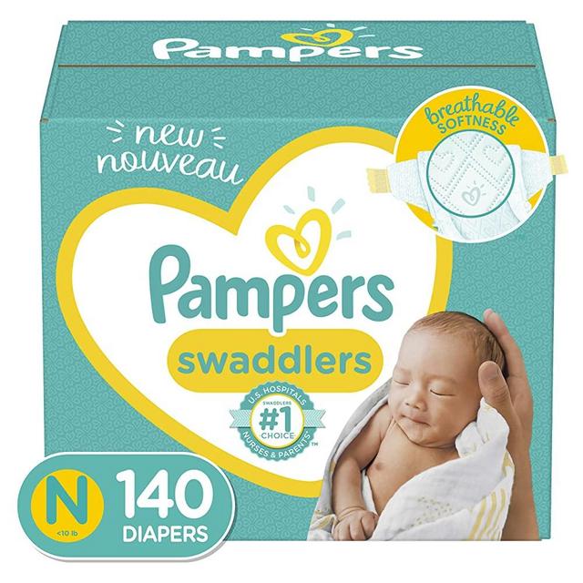 Diapers Newborn/Size 0 (< 10 lb), 140 Count - Pampers Swaddlers Disposable Baby Diapers, Enormous Pack (Packaging May Vary)