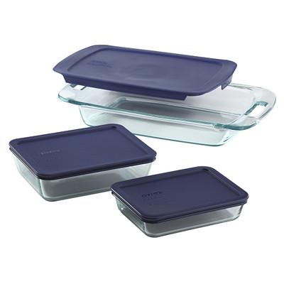 Pyrex®6-piece Glass Bakeware and Storage Container Set with Blue Lids