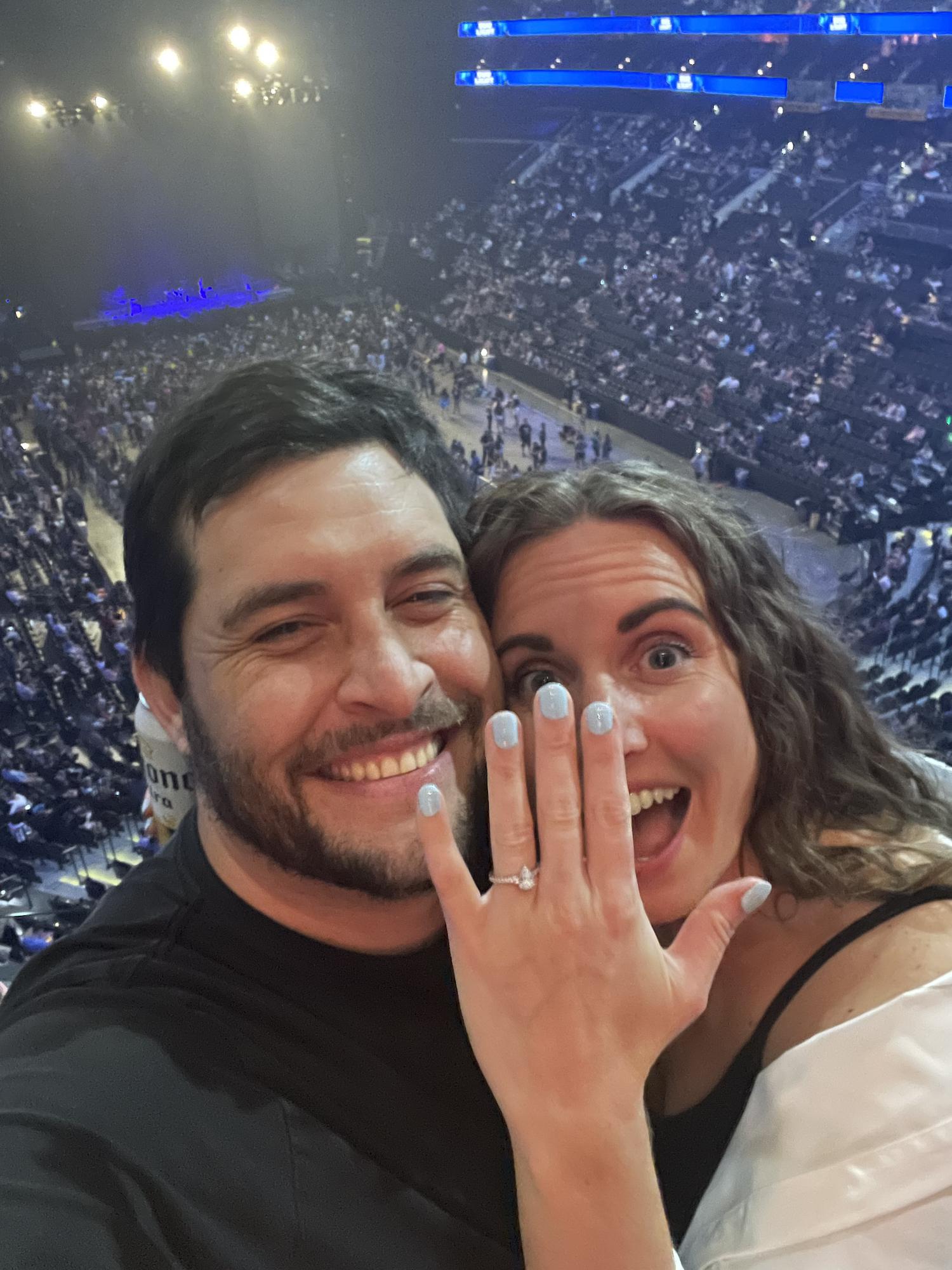 Andres gave Hannah tickets to her favorite band Twenty One Pilots for her birthday in February! They weren't even talking about engagement at the time, but he was confident they'd still be together ;)