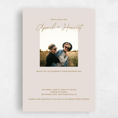Tan, Brown Wedding Invitation - Geneva Portrait