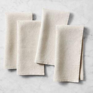 Italian Washed Linen Napkins in Cream, Set of 8