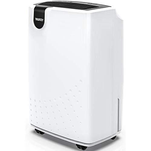 yaufey 30 Pint Home Dehumidifier for Medium to Large Rooms and Basements with 4 - Pint Water Bucket Continuous Drain Hose Outlet and Intelligent Humidity Control for Space up to 1500 Sq. Ft