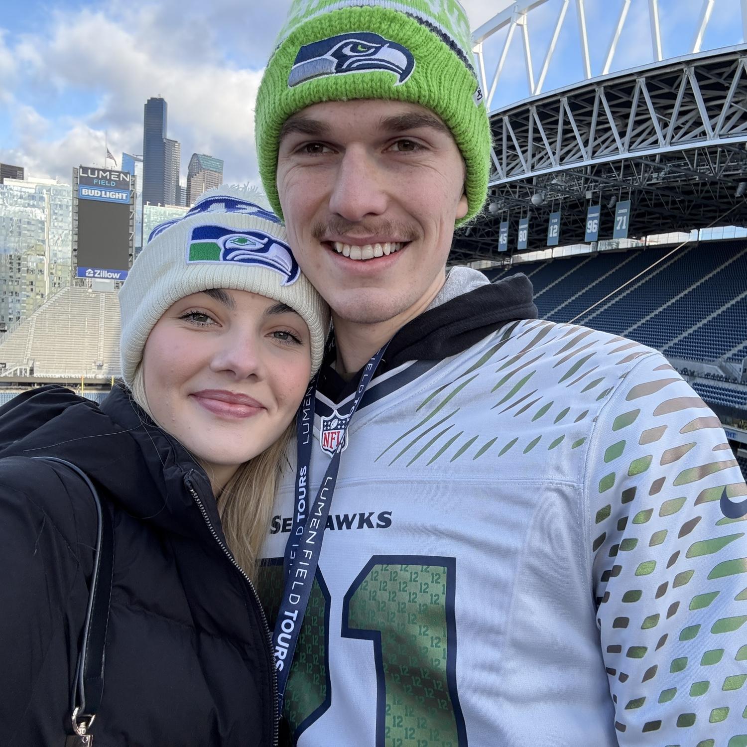 When we toured Lumen Field—because if you don’t know, we’re the biggest Seattle fans ever—we quite literally had the time of our lives and probably bought the whole Pro Shop!