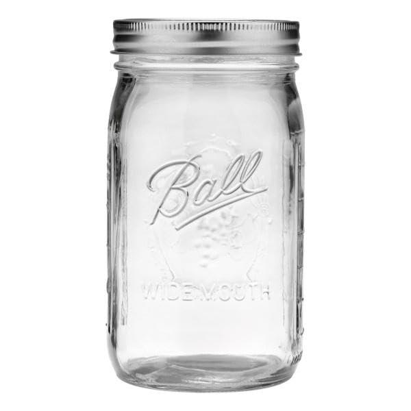 Ball Wide Mouth Glass Mason Jars with Lids and Bands, Used for Canning, Pickling, Juice, Jam, Jelly, Quart Size 32 Ounce (Pack of 8)