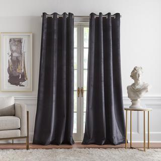 Velvet Grommet Curtain Panel, Set of 2