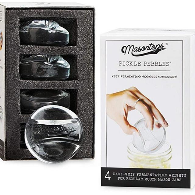 Masontops Pickle Pebble Glass Infinity Weights for Fermenting - Pickling Weight Set - Small/Regular Mouth Mason Jar Fermentation