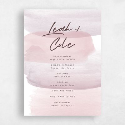 Taupe Blush, Pink Wedding Program - Bailey
