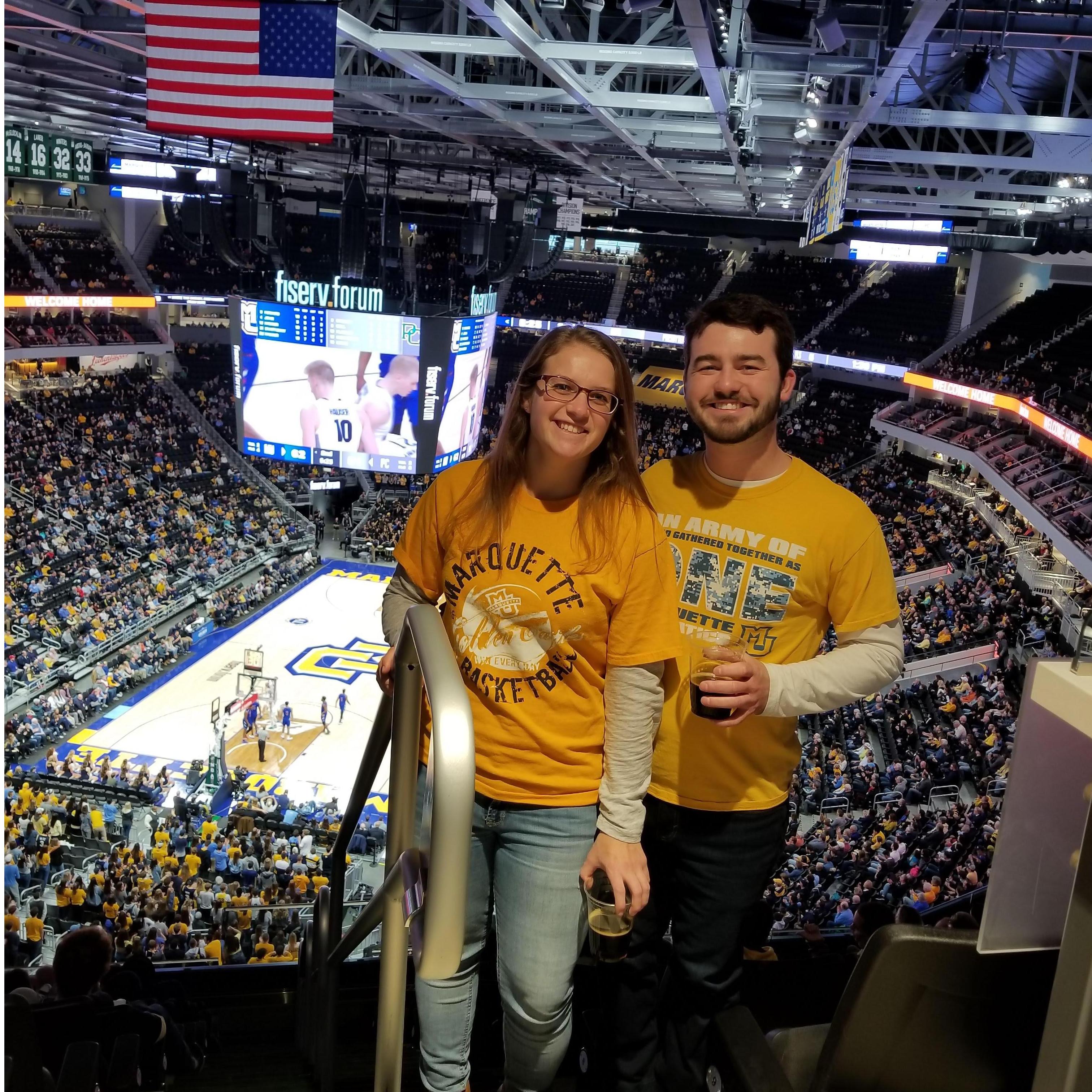 Jonathan took Jessie to her first Marquette Basketball Game. Jonathan frequently went to MU games in college.