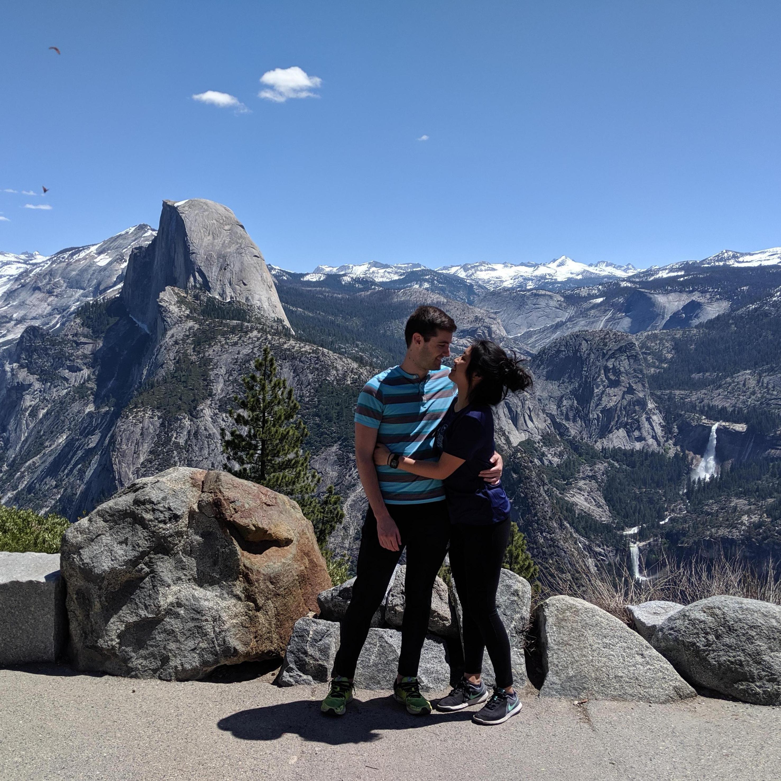 At half dome with Erinna and Michael after Erinna and Gloria ran the Yosemite half marathon!