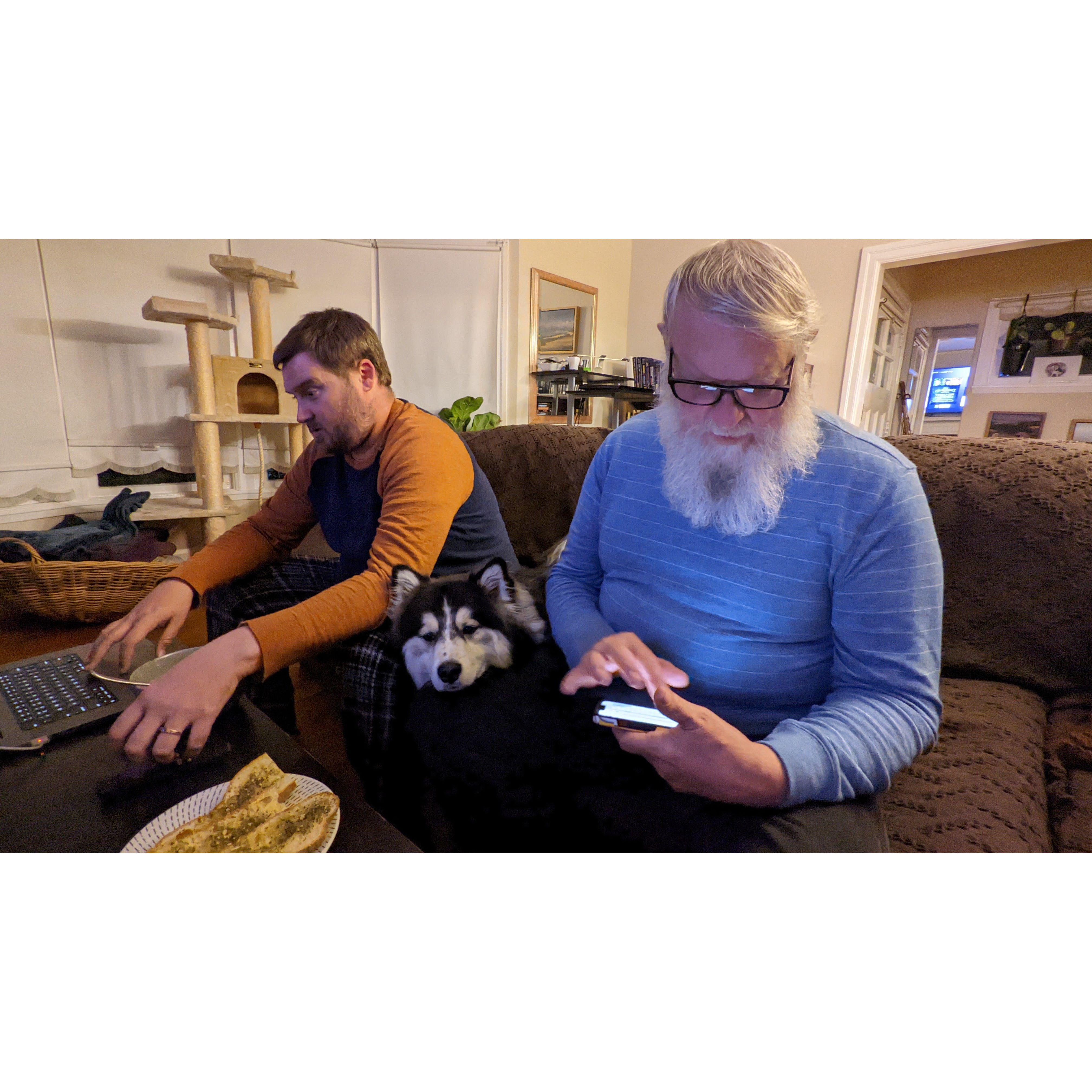 Michael, Rollie, and Grandpa Swaim