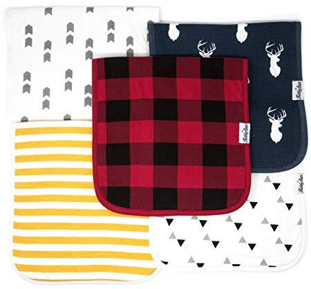 KiddyStar 5-Pack Baby Burp Cloths, Organic Cotton, Large 21"x10", Triple Layer, Thick, Soft and Absorbent Towels, Burping Rags for Newborns, Baby Shower Gift for Boys and Girls