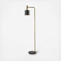 Adesso Emmett Floor Lamp - Antique Brass Black