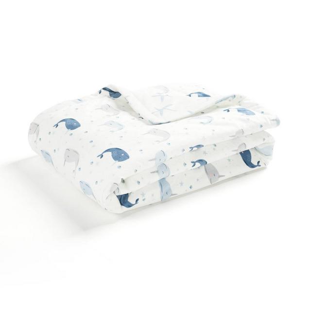 Lush Décor Soft & Plush Oversized Reversible Baby Blanket Narwhal Starfish - Blue/Gray