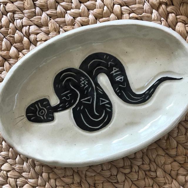 Snake Spirit Tray - Black Sgraffito/Shiny...