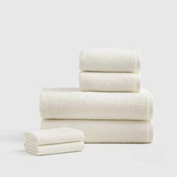 Turkish Ribbed Quick Dry Bath Towel Bundle in Ivory