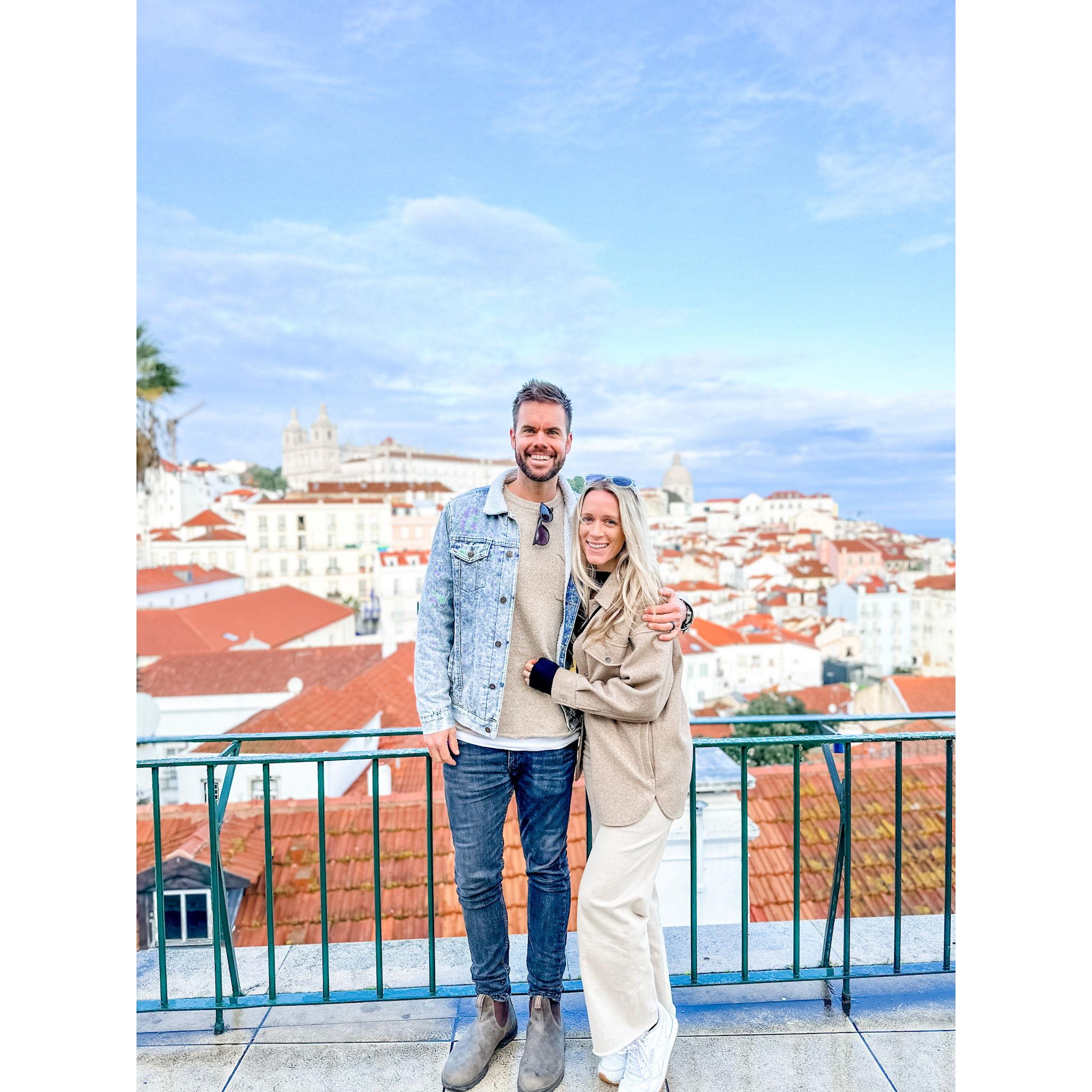In the beautiful city of Lisbon, Portugal! Travel has always been the thread that connects us and lifts our spirits. It’s how we met, and we’ll continue to make exploring together a priority.