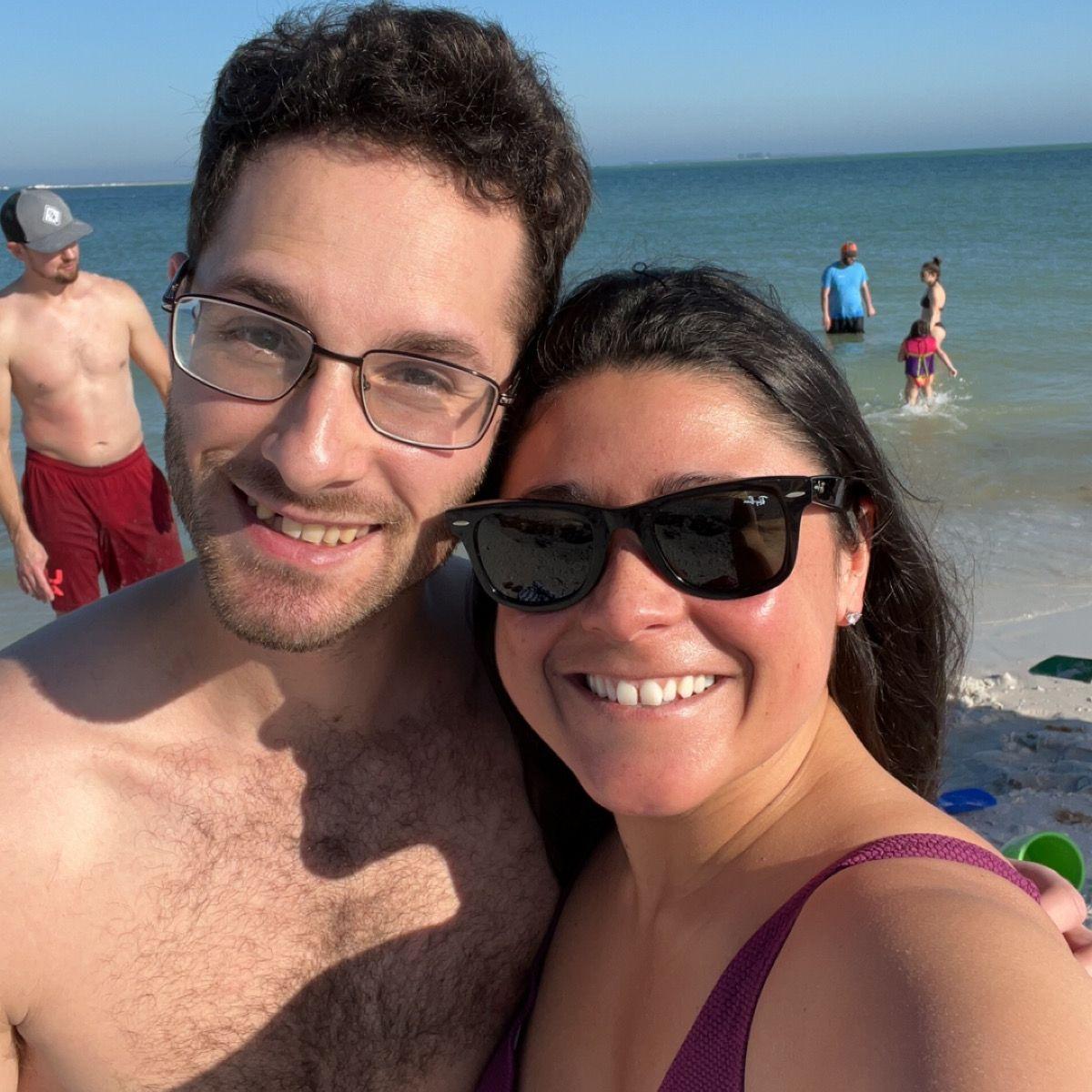 A sunny trip visiting the beach for the first time together!