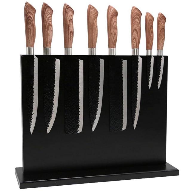 Resafy Magnetic Knife Holder Black Double Side Acacia Wooden Magnetic Knife Block 16X12 Inches Rack Magnetic Universal Stands with Strong Enhanced Magnets Strip Cutlery Large Organizer Without Knives