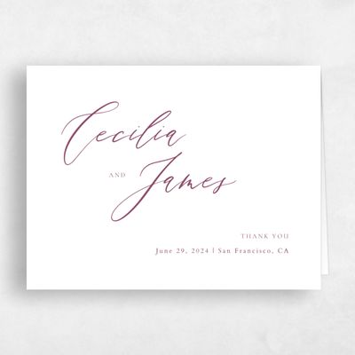 Deep Magenta, Purple Wedding Thank You - Seville Landscape