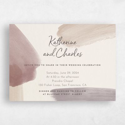 Light Mocha, Beige Wedding Invitation - Riverside Landscape