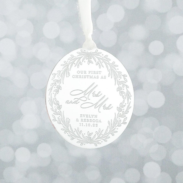 Mrs and Mrs Christmas ornament, keepsake ornament, engaged ornament, wreath ornament, gift for couple, Mr and Mr, Mr and Mrs, Mx and Mx