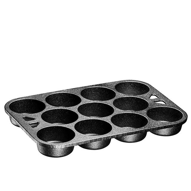Pre-seasoned Cast Iron Cake Pan for Baking Biscuits - Mini Cake Pan (11 Cups Muffin Pan)