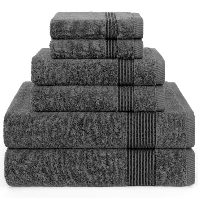 American Soft Linen Pleated Collection 100% Combed Cotton Luxury 6 Piece Towel Set, Zero Twist Ultra Soft and Plush Towels for Bathroom