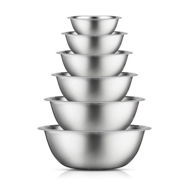 JoyJolt Stainless Steel Food Mixing Bowl Set of 6 Kitchen Mixing Bowls - Silver