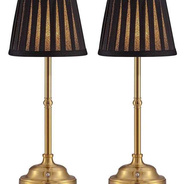 KDG Cordless LED Table Lamp Set of 2, Portables Fabric Shade Desk Lamps, 5000mAh Rechargeable Battery Powered Lighting, Dimmable Light for Dining Room, Bedroom, Bedside,Night Light, Balcony (Black)