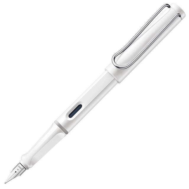 LAMY safari white - Fountain Pen with ergonomic grip & polished steel nib in size F - ideal for any Writing & Calligraphy - including LAMY T 10 blue cartridge - Right-Handed