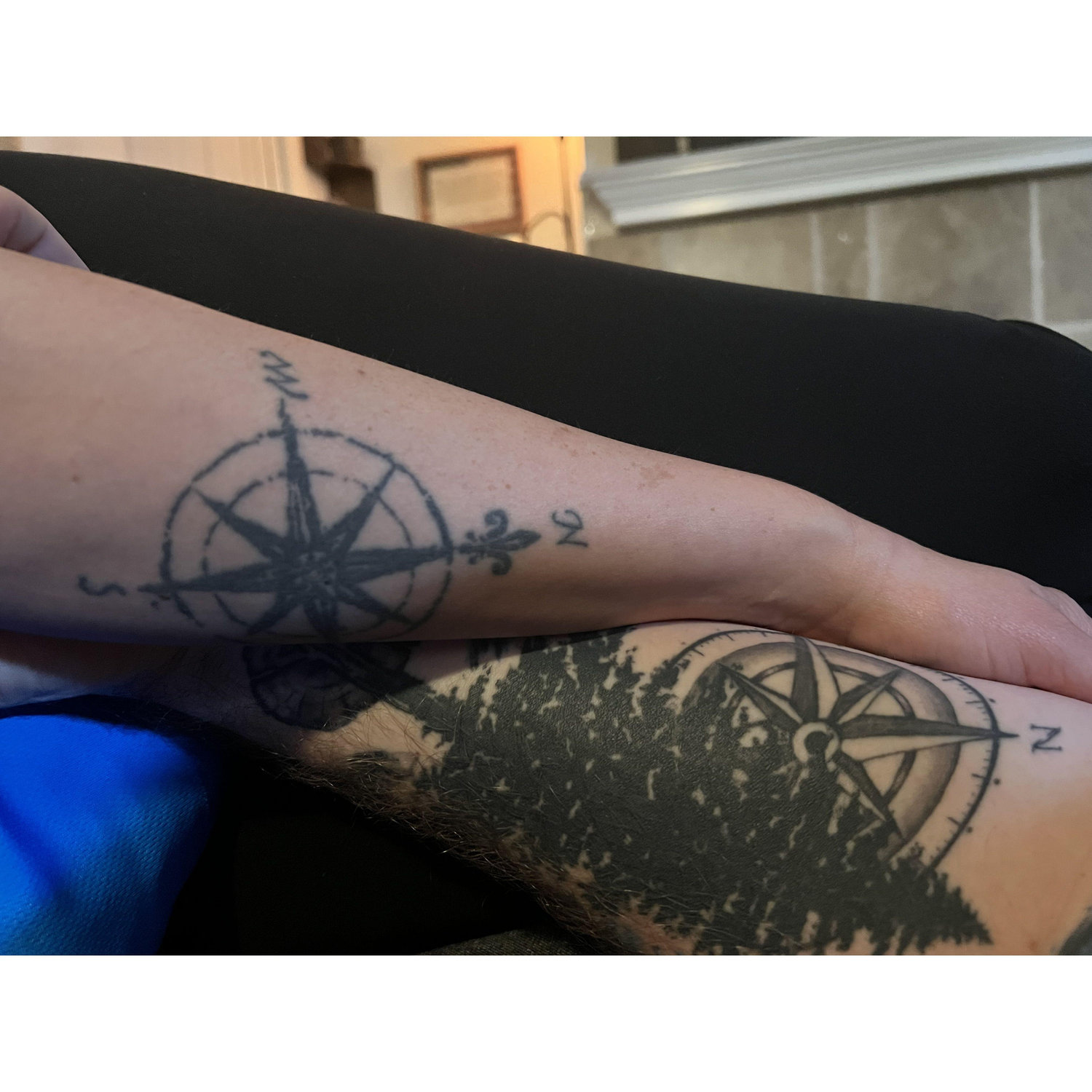on our first date, we noticed we both had compass tattoos on our left arm!