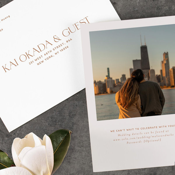 Buenos Portrait | Light Greige | Zola Wedding Invitations